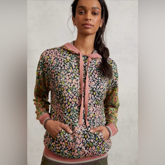 Anthropologie Tops - Anthropologie Conditions Apply Floral Hoodie Botanical Pattern Size Small